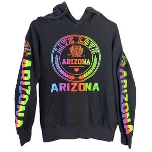 Arizona Hoodie Mens Small Black Pullover Sweatshirt Live Love Rainbow Logo